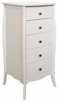 image of Argos Home Amelie 5 Drawer Narrow Chest of Drawers - White