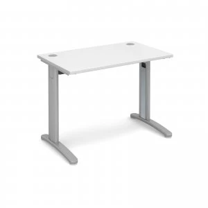 image of TR10 Straight Desk 1000mm x 600mm - Silver Frame White Top