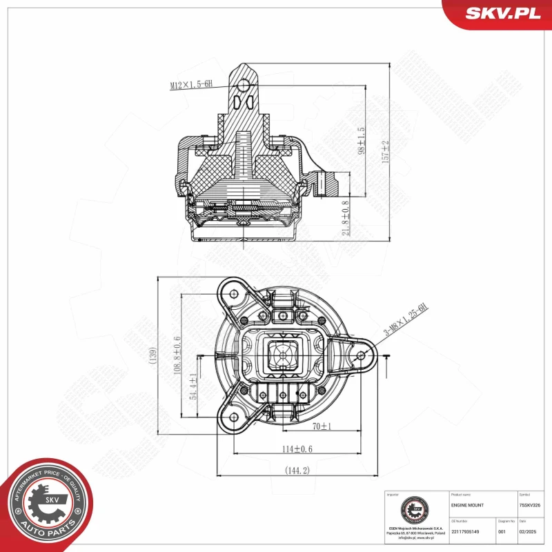 Image of ESEN SKV Engine mount ESEN SKV 75SKV326