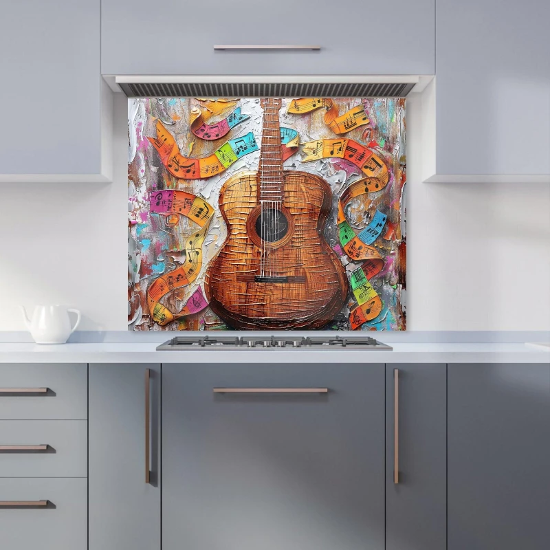 Image of Warren Reed - Designer Melody in Wooden Strings Kitchen Splashback Size: 600mm x 750mm Multicolor Unisex 600mm x 750mm