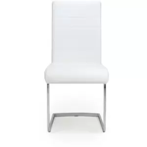 image of Shankar - Pair Of Callisto Leather Effect White Dining Room Chair