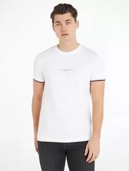 Image of Tommy Hilfiger Tommy Logo Tipped T-Shirt - White Size L, Men