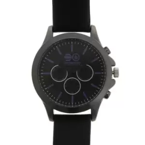 Image of Crosshatch Leather Strap Watch Mens - Black