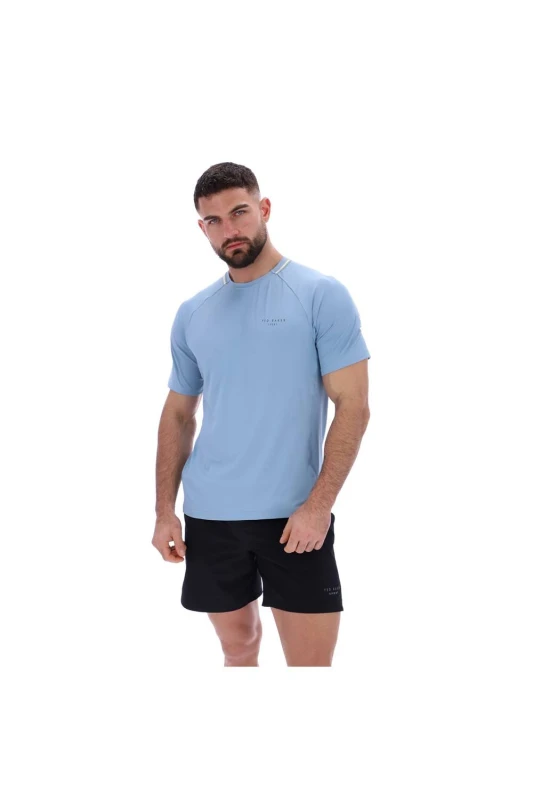 Image of Ted Baker Men Harrison Aeroflow Training T-Shirt in Light Blue Size: Small Light Blue S Male 5063550235563