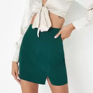 image of Missguided Split Hem Mini Skirt - Green