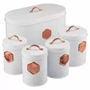 image of Cooks Professional G3571 White and Copper 5 Piece Kitchen Storage Set