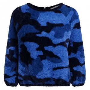 image of Oui Blue Camo Jumper - Dk Blue 0565