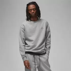 Image of Jordan J Essential Fleece Crewneck, Carbon Heather/White, Male, Crewnecks, DQ7520-091