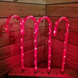 Image of Premier Four Red Candy Cane illuminated Path Garden Patio Lights 62cm