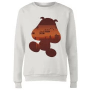 Image of Nintendo Super Mario Goomba Silhouette Womens Sweatshirt - White - L