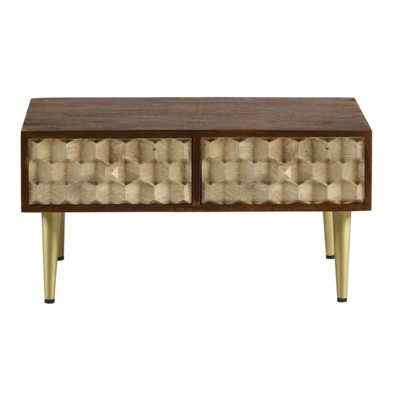 Image of Indian Hub Edison Coffee Table With 2 Drawers