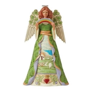 image of Blessings Be Upon 'Ye' Irish Angel with Shamrock Wings Heartwood Creek by Jim Shore