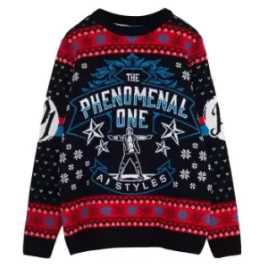 image of WWE Mens Phenomenal A J Styles Knitted Christmas Jumper (L) (Multicoloured)