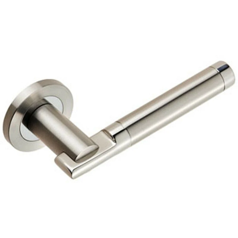 Image of Loops PAIR Round Bar Handle on 52mm Round Rose Concealed Fix Polished Satin Steel Metallics