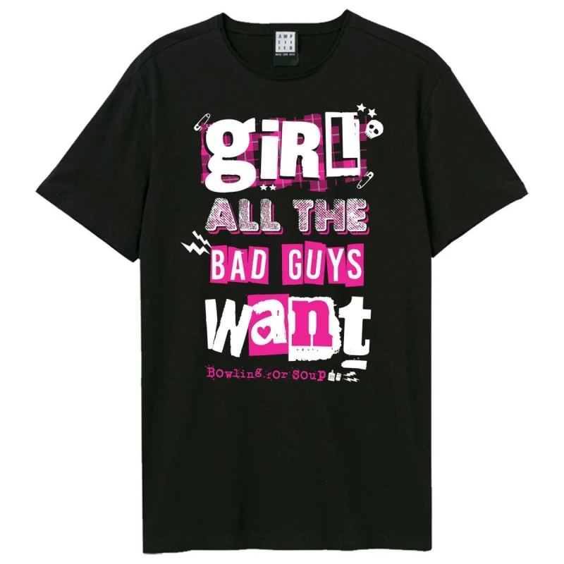 Image of Amplified Amplified Men Girl All The Bad Guys Bowling For Soup T-Shirt in Black Size: X-Small Black XS Male 5063806741657