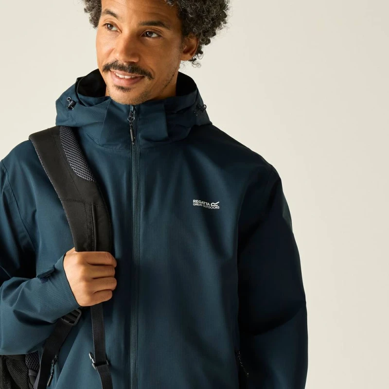Image of Regatta Mens Oakhowe Waterproof Breathable Shell Jacket in Dark Blue Size: Large Dark Blue Male L