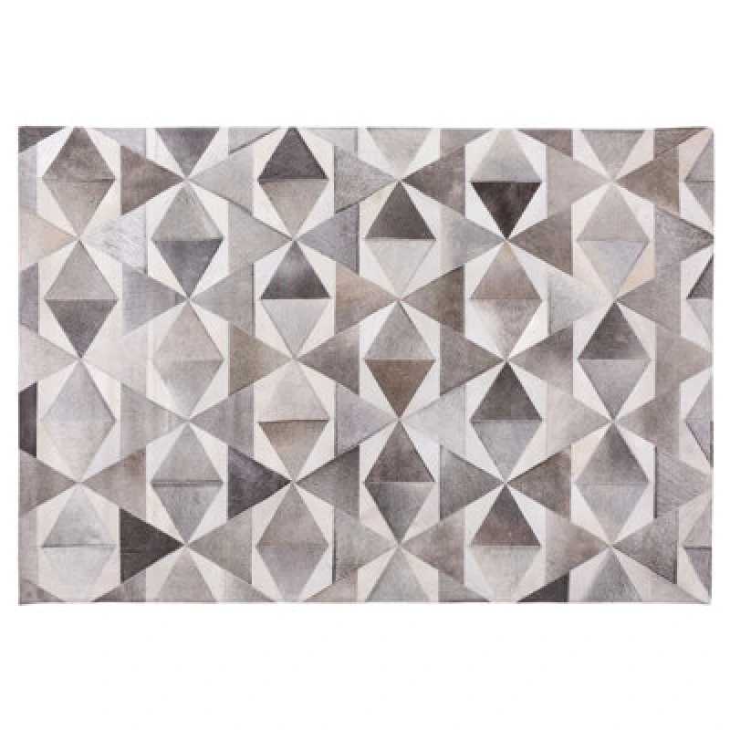 Image of Beliani Rug Alaka Grey 140 X 200 Cm Leather