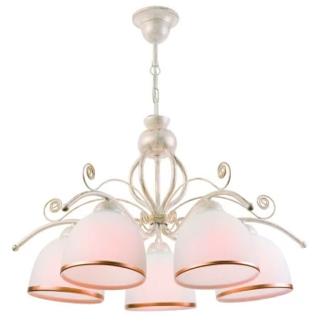 Image of Lamkur Lighting - Retro Multi Arm Pendant Ceiling Light White, 5x E27