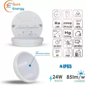 Image of Emergency LED Bulkhead Light with Motion Sensor, Polycarbonate, 24W, 2200LM, 4000K IP65 rated