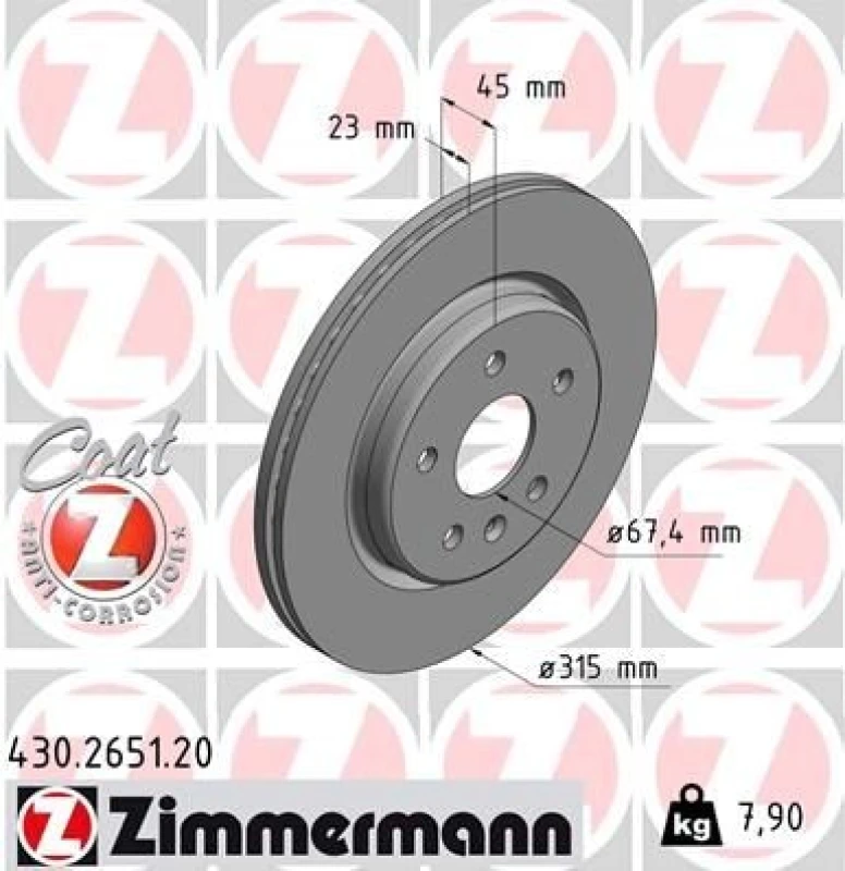 Image of ZIMMERMANN Brake disc ZIMMERMANN 430.2651.20