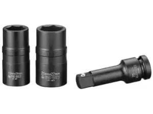 Image of Teng Tools 9203N1 3pc 1/2" Dr Double Ended Wheel Nut Sockets & Extension Bar Set