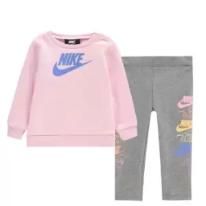 Image of Nike Futura Crew Sweater And Leggings Set - Pink