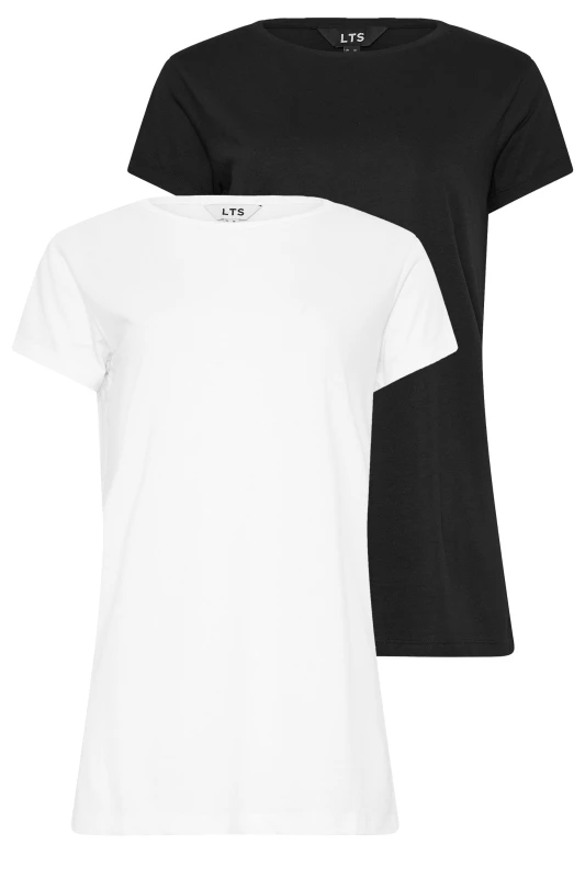 Image of Long Tall Sally Womens Tall 2 Pack T-Shirts in Black Size: 22-24 Black Female 22-24