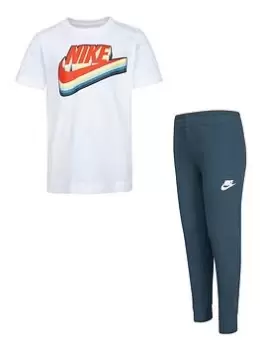 Image of Nike Younger Boys Sportswear Futura Tee & Pant Set, White, Size 2-3 Years