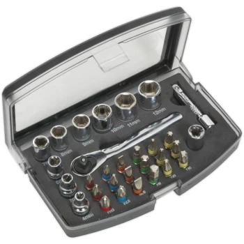 Image of Sealey - S01036 Socket & Bit Set 31pc 1/4'Sq Drive