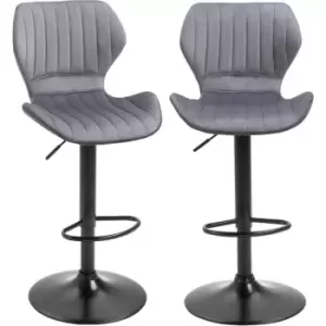 image of HOMCOM Bar Stool Set of 2 Fabric Adjustable Height Swivel Counter Chairs