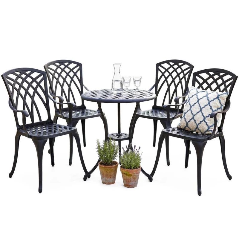 Image of Centurion Supports OSHOWA Garden Table & 4 Chairs Bistro Set in Black Unisex