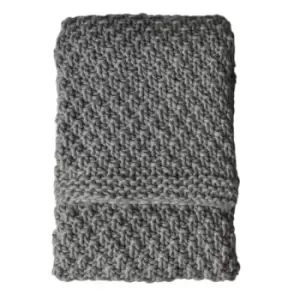 Image of Gallery Interiors Moss Chunky Knitted Throw in Grey