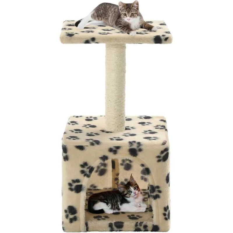 Image of Cat Tree with Sisal Scratching Post 55cm Beige Paw Print