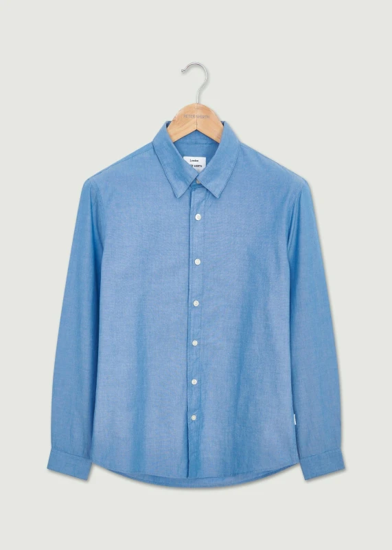 Image of Peter Werth Mens James LS Shirt in Indigo Size: Large Indigo Male L