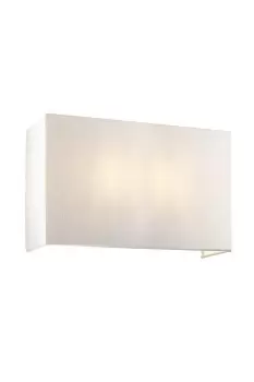 image of Riley Large Square Wall Light with Brass Ivory Faux Silk Shade