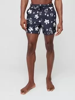 image of Ted Baker Hertford Floral Swim Shorts - Dark Navy, Dark Navy, Size 3, Men