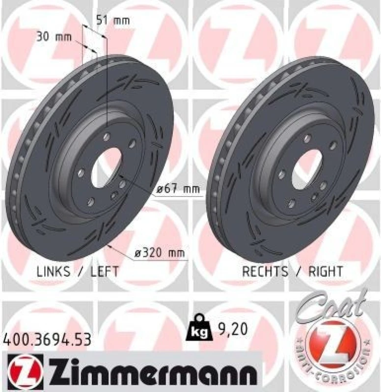 Image of ZIMMERMANN Brake disc ZIMMERMANN 400.3694.53