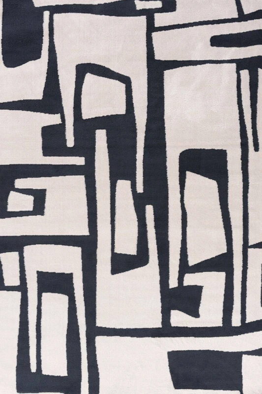 Image of THE RUGS Loft Abstract Living Room Area Rug & Runners Soft Pile in Navy Size: 160cm x 230cm Navy Unisex 160cm x 230 cm