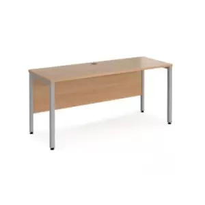 image of Office Desk 1600mm Rectangular Desk With Bench Leg Beech Tops With Silver Frames 600mm Depth Maestro 25