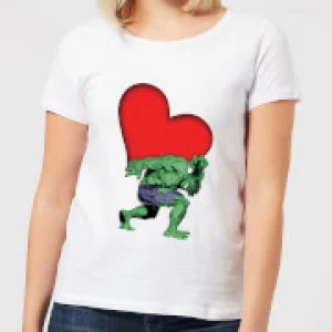 Marvel Comics Hulk Heart Womens T-Shirt - White - L