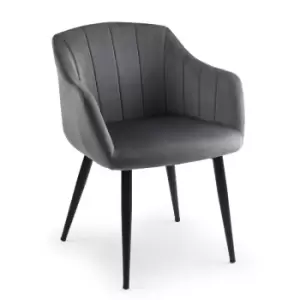 Image of Julian Bowen Set Of 2 Hobart Scalloped Dining Chairs Grey