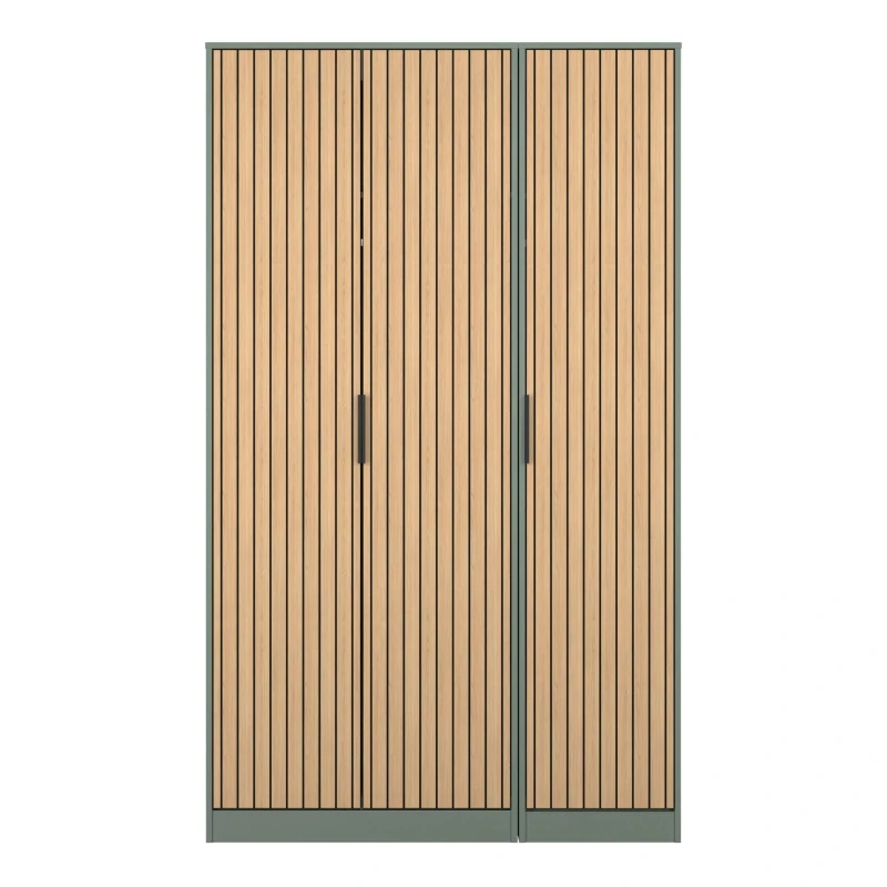 Image of Welcome Furniture Fiji 3 Door Wardrobe - Ready Assembled Slatted Oak & R unisex Extra Larg