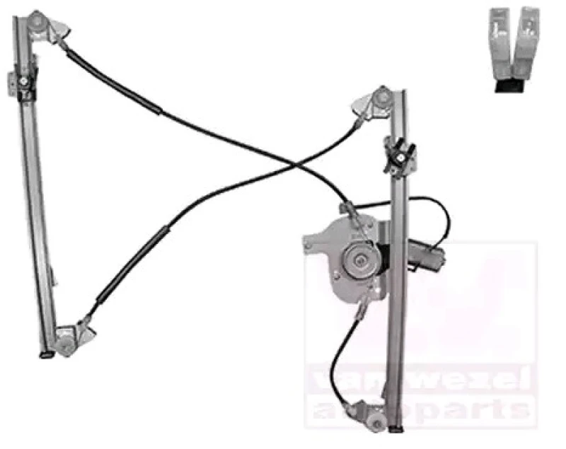 Image of VAN WEZEL 4349262 Window regulator Right Front, Operating Mode: Electric, with fork end Window Winder (1561)