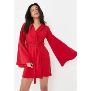 Missguided Flare Slv D Ring Blazer Dress - Red