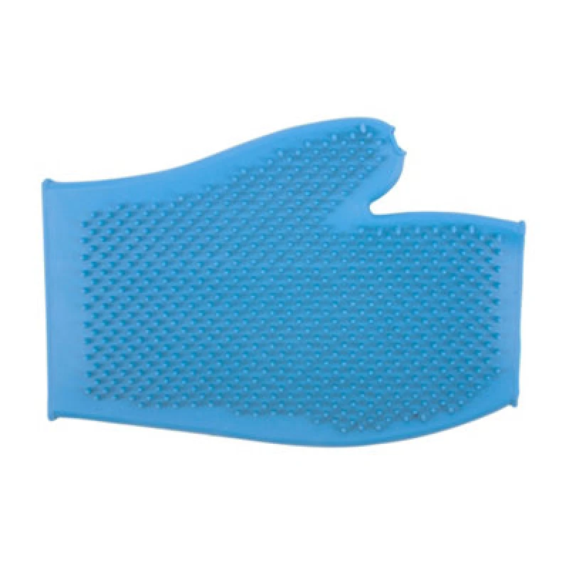 Image of Ancol Blue 'Ergo' Lightweight Comfortable Strong Rubber Grooming Dog Glove Blue