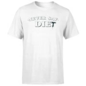 Image of Never Say Die-t Mens T-Shirt - White - 3XL