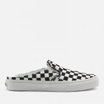 image of Vans Womens Checkerboard Classic Slip-On Mules - Black/True White - UK 3