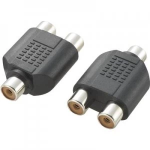 image of SpeaKa Professional KR1248 RCA Audiophono Y adapter 1x RCA socket phono 2x RCA socket phono Black