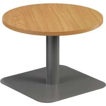Image of 600MM Circular Low Contract Table - Silver/Oak