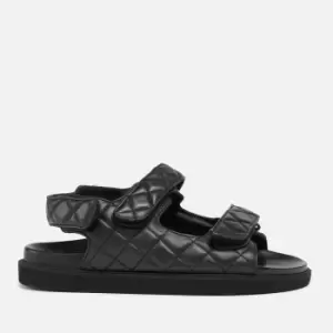 Image of ALOHAS Womens Hook-Loop Leather Double Strap Sandals - Black - UK 4